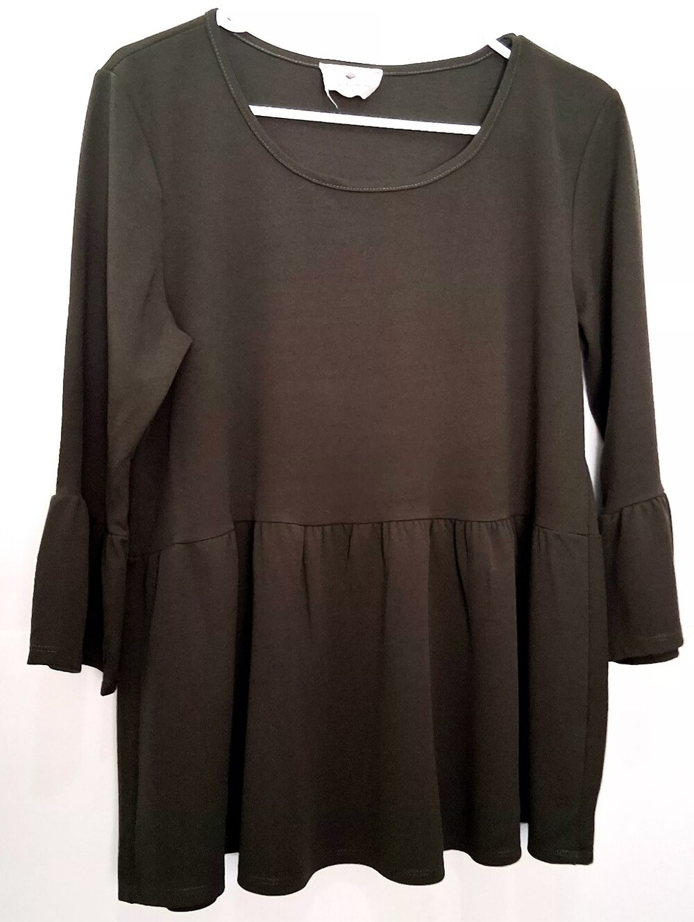 Women's Olive Green Ruffle-Sleeve Blouse Size Medium